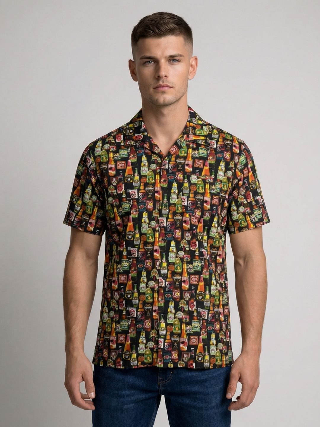 Print S/S Shirt Beer Print
