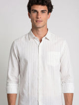 Linen L/S Shirt White Stripe